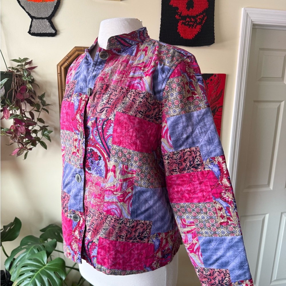 Vibrant Vintage Patchwork Cotton Light Jacket - P… - image 1
